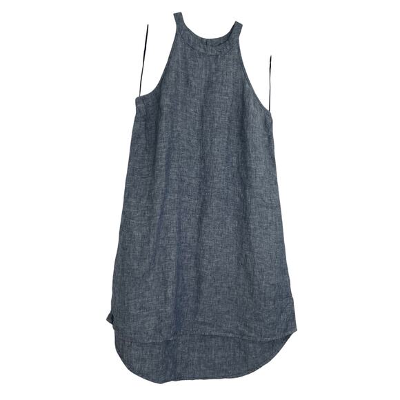 Tahari 100% Linen Chambray Halter Summer Dress Women's Size Medium Preppy - Picture 1 of 11